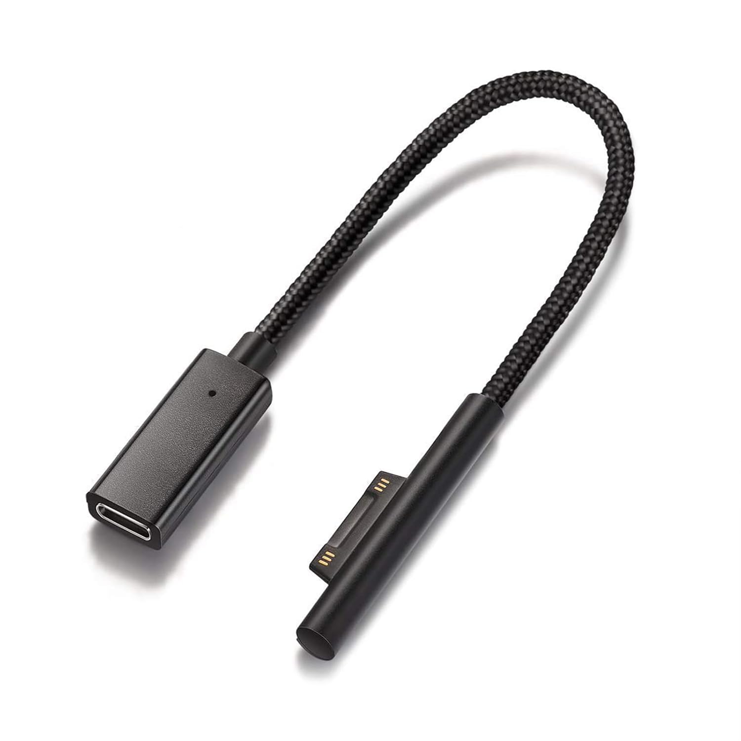 Premium Nylon Braided USB-C to Surface Connect Charging Cable - Compatible with Microsoft Surface Pro 7/6/5/4/3, Surface Go 2, Surface Laptop 1/2/3 & Surface Book - Fast Charging 45W 15V3A PD - 0.2m Short Cable for Home, Office & Travel Use