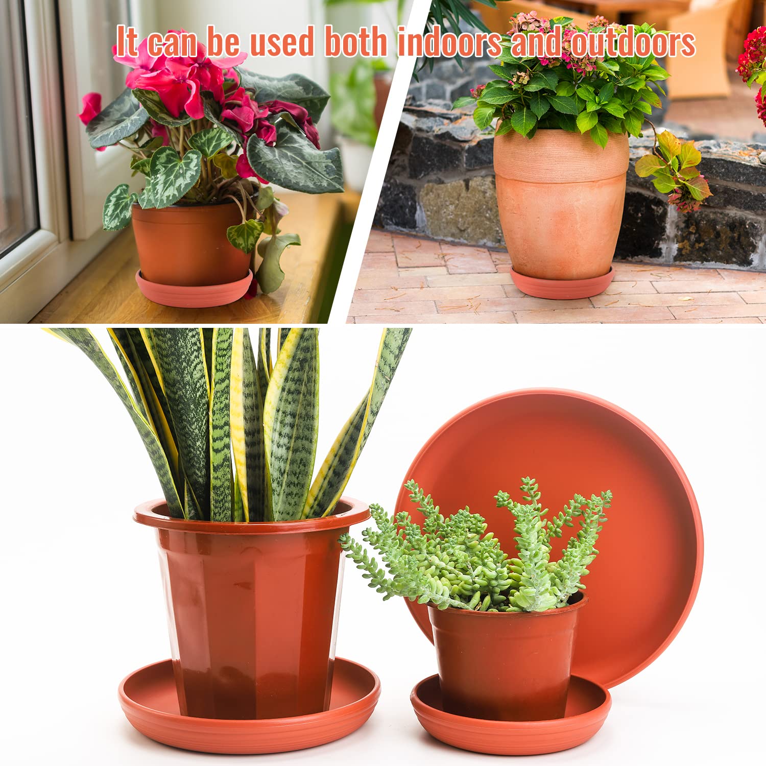 Sungmor 3-Pack Plastic Plant Saucers - 6.8