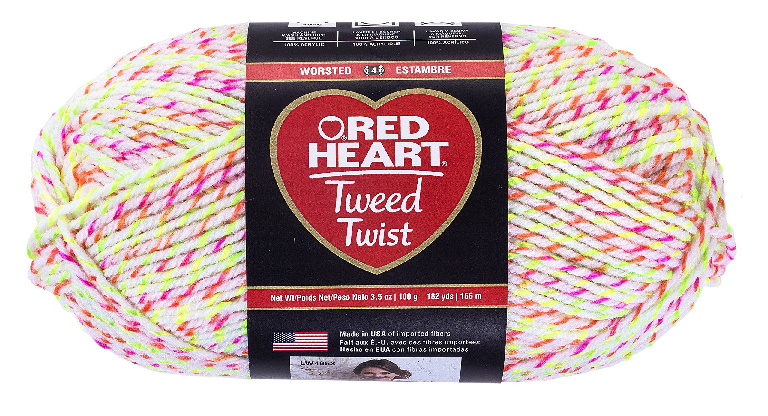 Red Heart Tweed Twist Yarn - Soft Neon White Knitting & Crochet Yarn for DIY Crafts, Sweaters, Scarves & Home Decor Projects