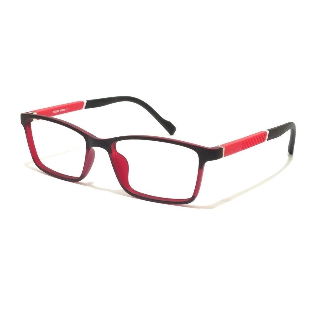 Kids Glasses Frames - Red & Black Rectangle Eyeglasses for Boys & Girls Ages 3-8 | Durable & Lightweight | Perfect for School, Reading & Daily Wear (Model 76302C4)