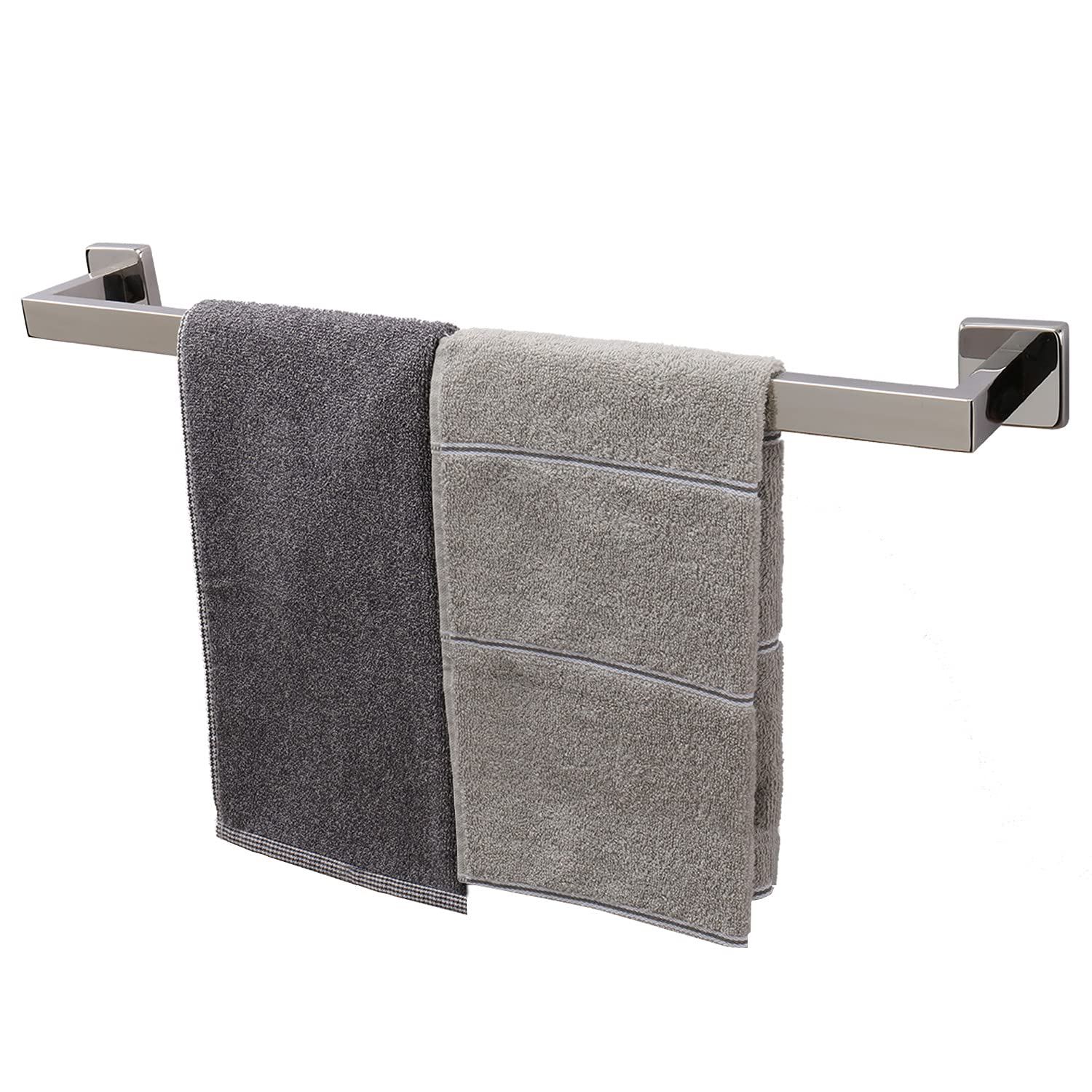 TocTen Stainless Steel Towel Rack - 24 Inch Heavy Duty Wall Mounted Bathroom Towel Holder with Square Base, SUS304 Chrome Finish for Shower & Spa - Perfect for Bathrooms, Guest Rooms, and Luxury Hotels