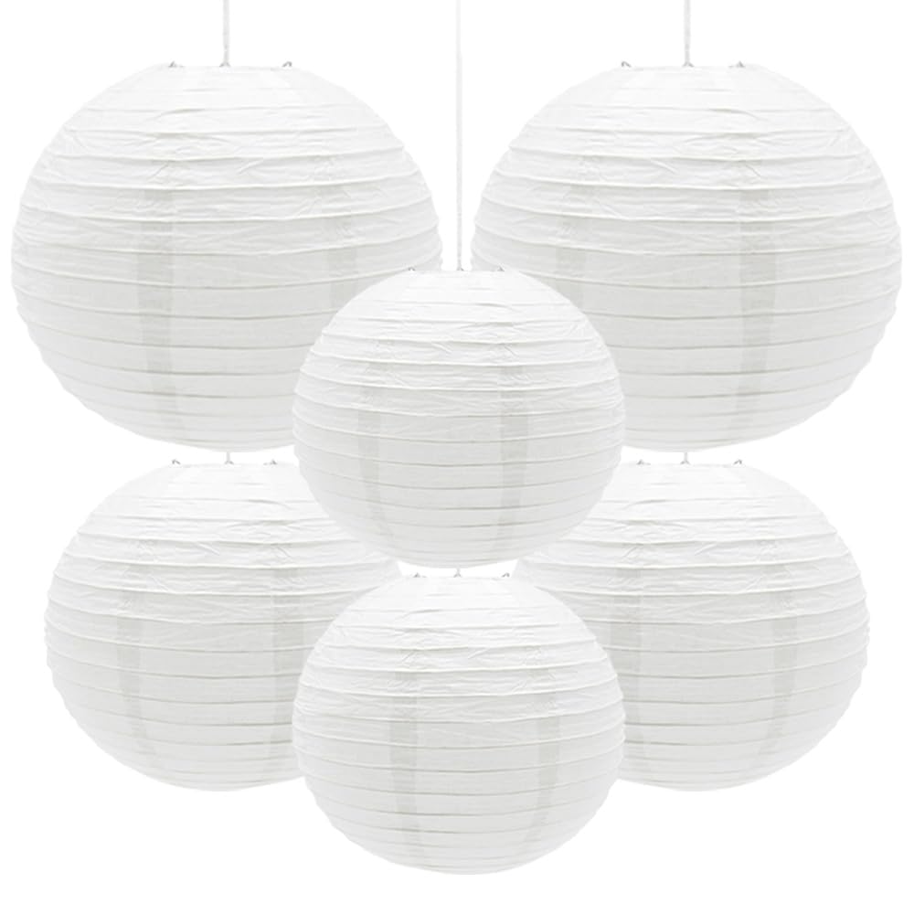 6 Pack Decorative Round Paper Lanterns - 8