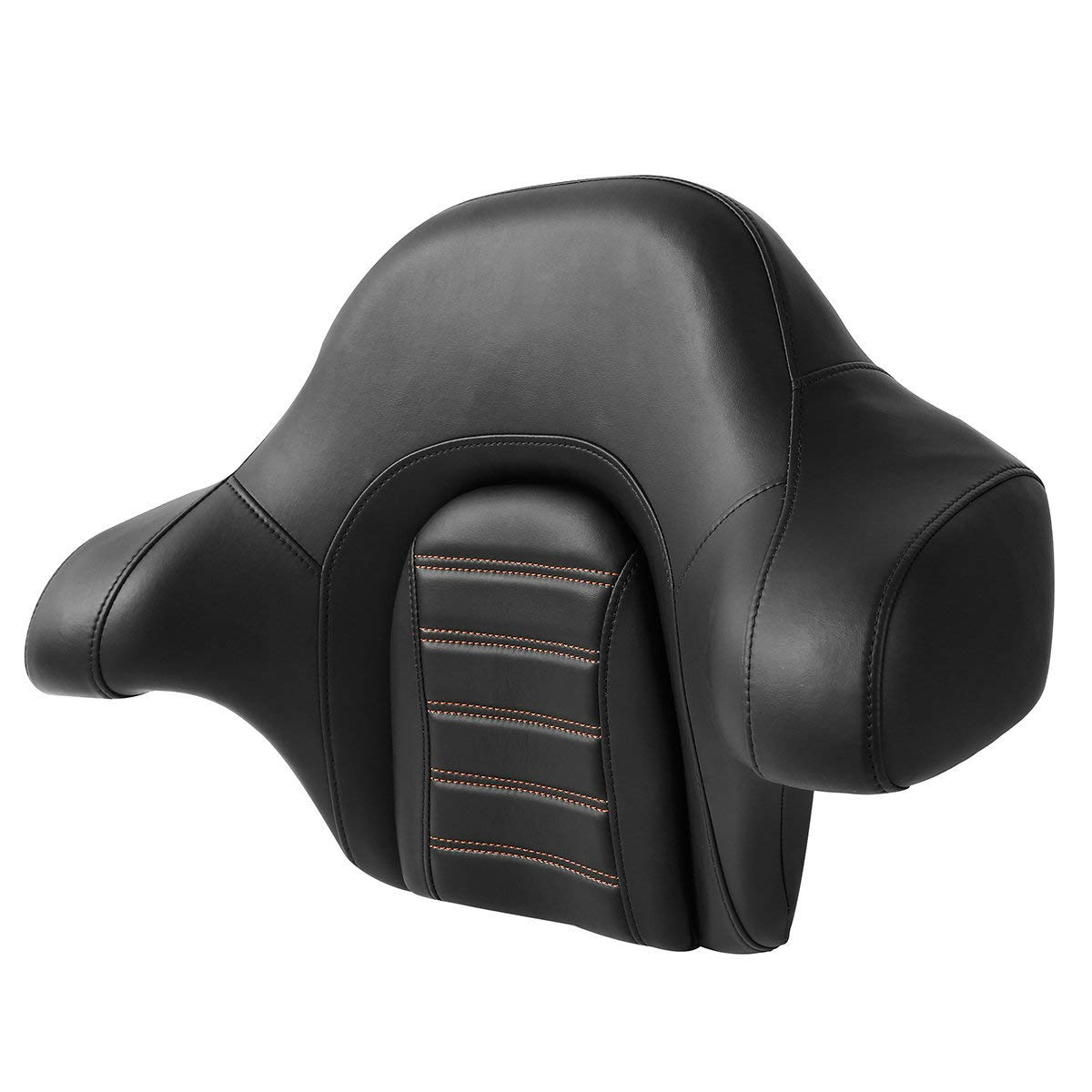 **C.C. RIDER Driver & Passenger Seat with King Tour Pack Trunk Backrest Pad – Rally Stripe Tuck & Roll Design – One-Piece 2-Up Seat for Harley Touring, Road King, Street Glide, Electra Glide (2014-2023) – Comfortable for Long Rides & Road Trips**