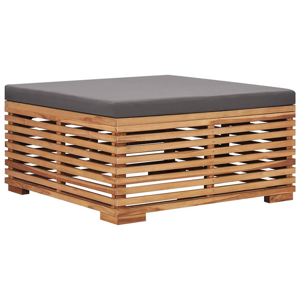 **Dark Gray Cushion Patio Dining Table Set with Footrest - Solid Teak Wood Outdoor Furniture for Front Porch, Backyard, Balcony & Garden Relaxation**