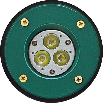 LV301-LED3-G-SLV Cast Aluminum LED In-Ground Well Light with PVC Sleeve - Green Outdoor Landscape Lighting for Pathways, Gardens & Driveways