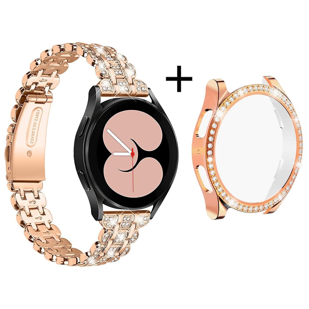 Bling Band+ Case for Galaxy Watch 6/5 40mm/44mm - Women's Fashionable Replacement Strap & Protective Cover - Perfect for Parties, Work & Everyday Wear