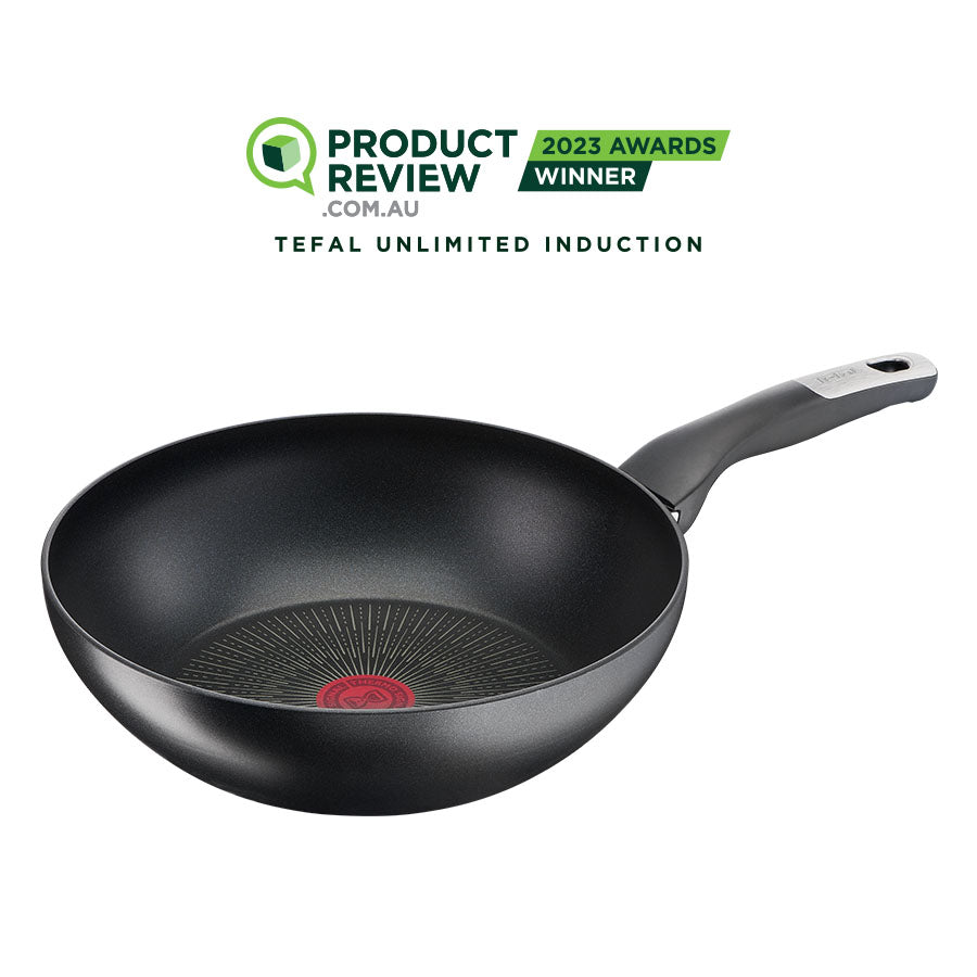 Tefal Unlimited Non-Stick Induction Wok Pan 28cm - Professional Stir Fry Pan for Gas, Electric & Induction Cooktops - Perfect for Asian Cooking, Stir Frying & Deep Frying