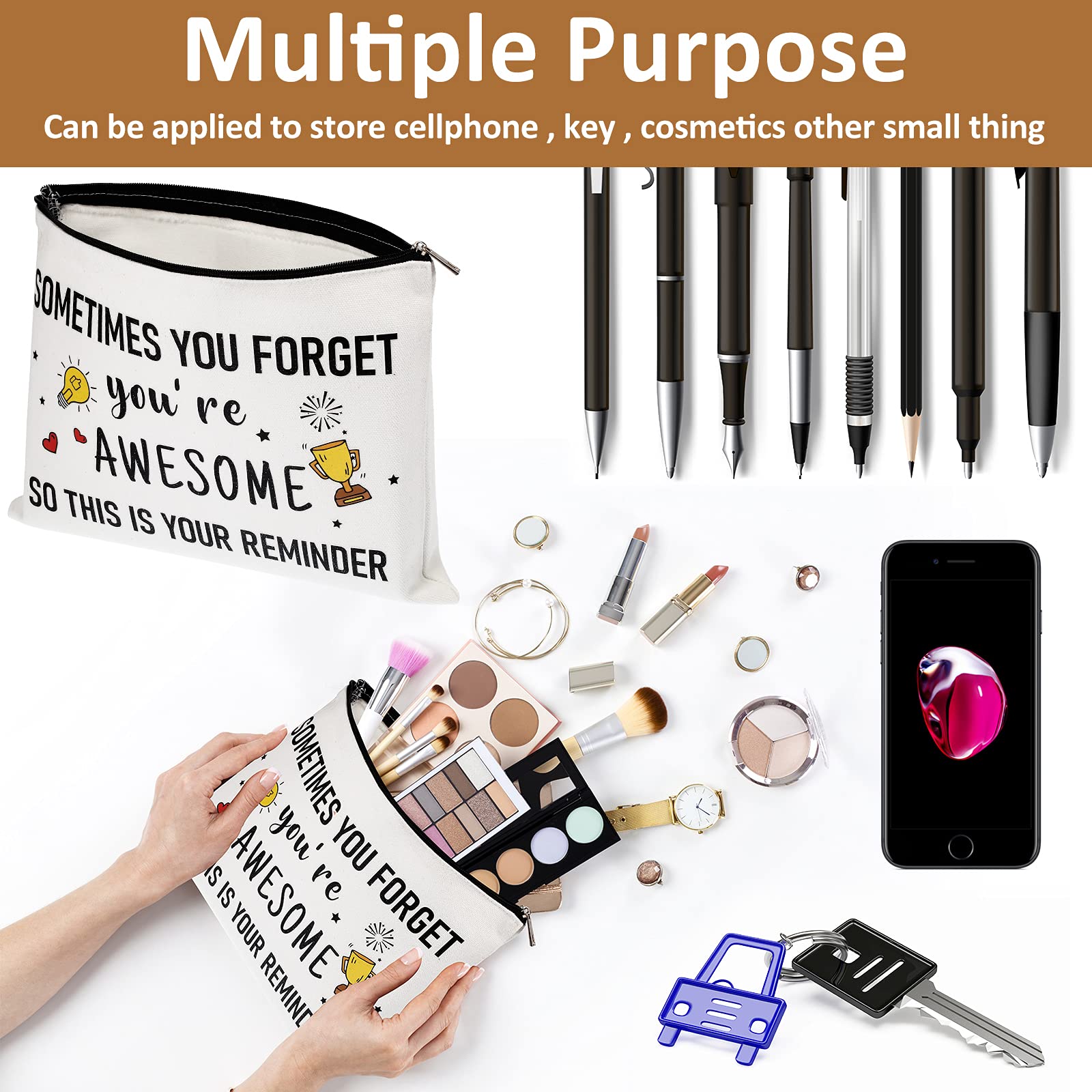 **Xuniea 2-Piece Inspirational Makeup Bags for Women - 
