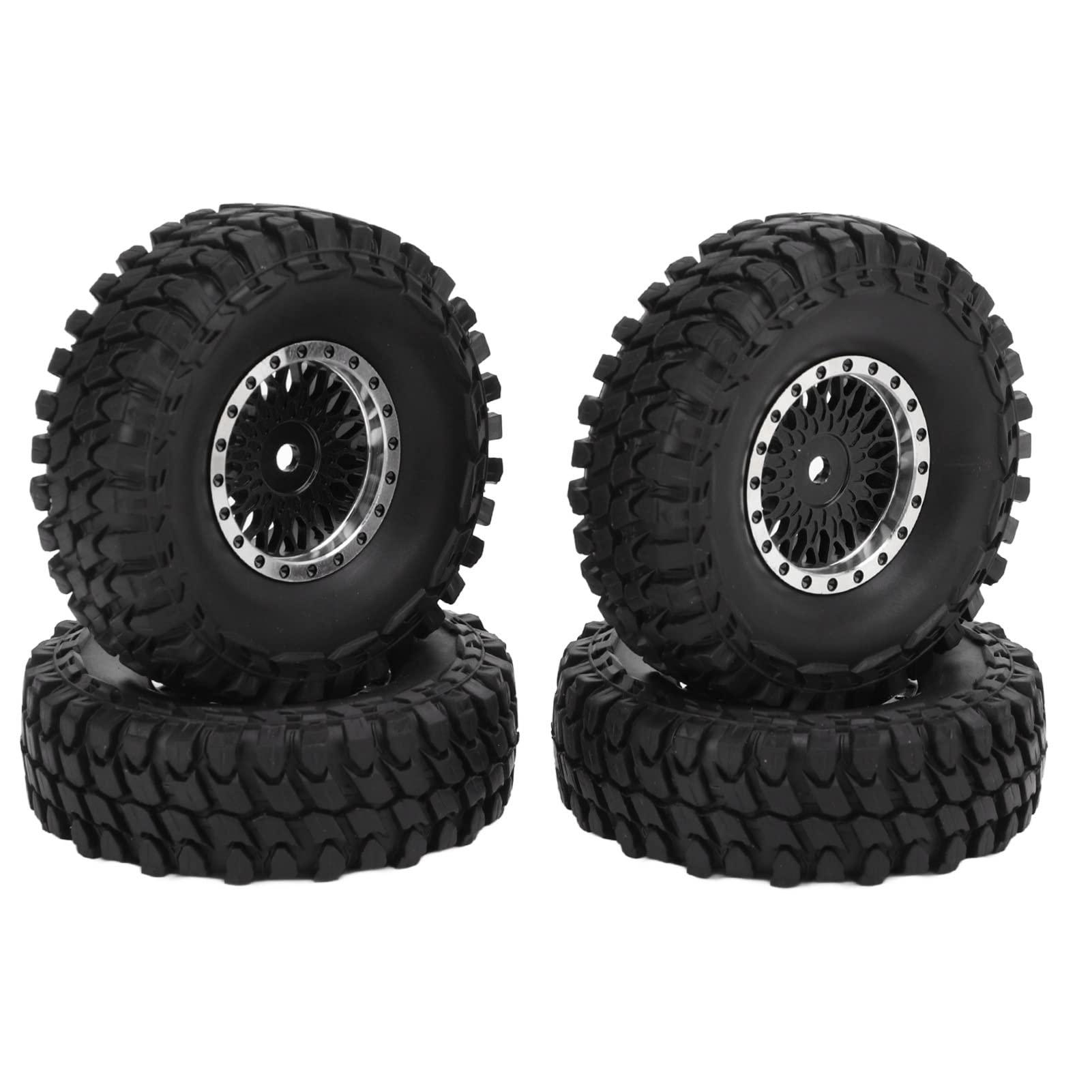 RiToEasysports 4Pcs SCX24 RC Car Tires - Durable Rubber & Alloy Wheels for Off-Road Adventures