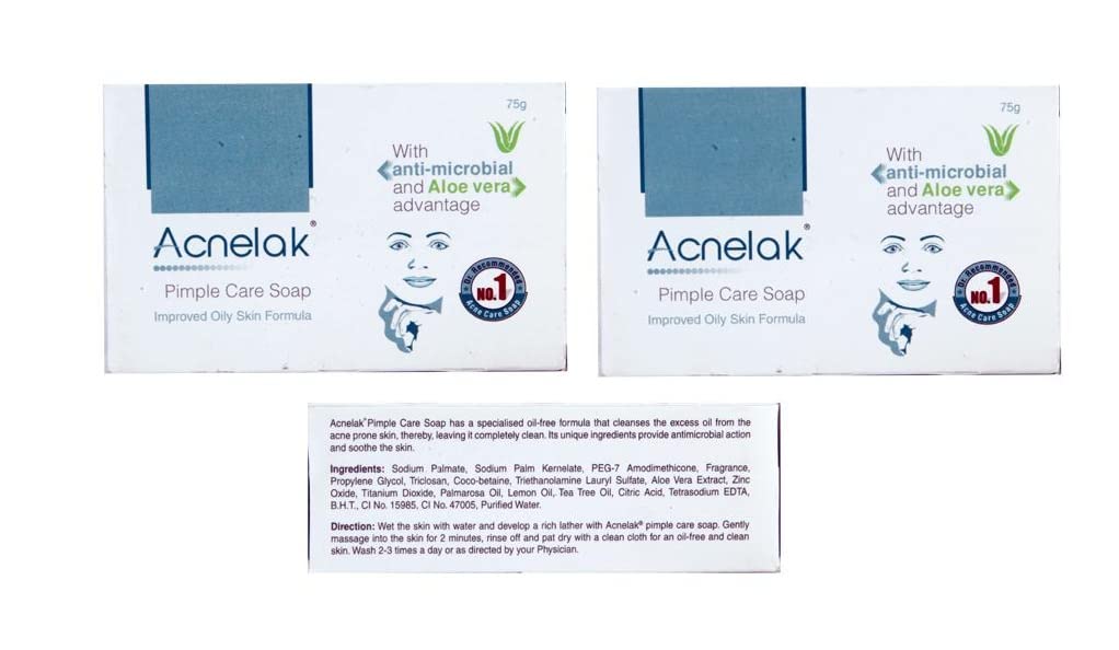 Acnelak Pimple Care Soap - Pack of 2 for Acne Treatment & Clear Skin | Gentle Face Wash for Teens & Adults | Perfect for Daily Skincare Routine