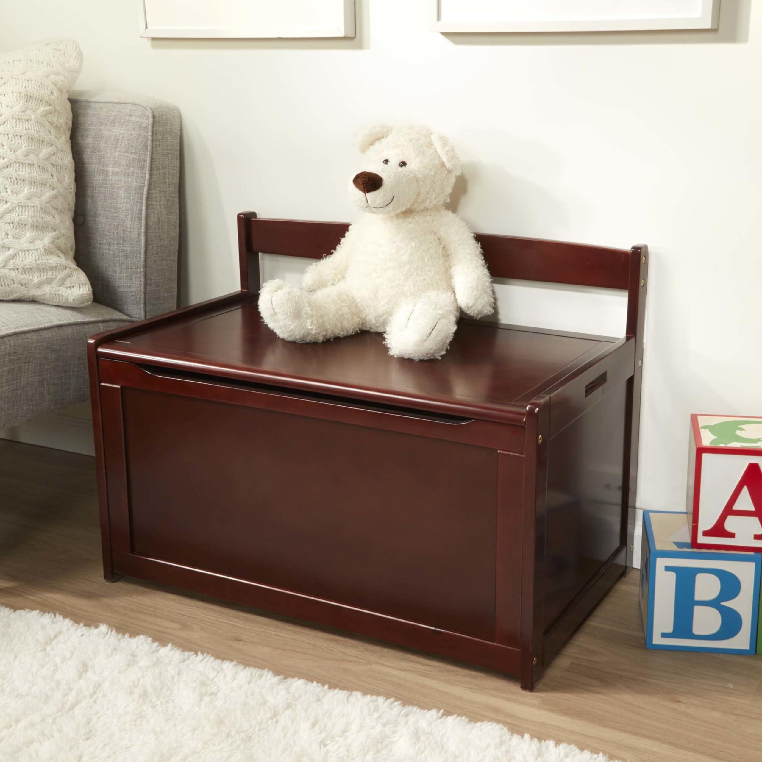 Melissa & Doug Wooden Toy Storage Chest with Lid - Espresso Brown Kids Room Organization & Nursery Decor
