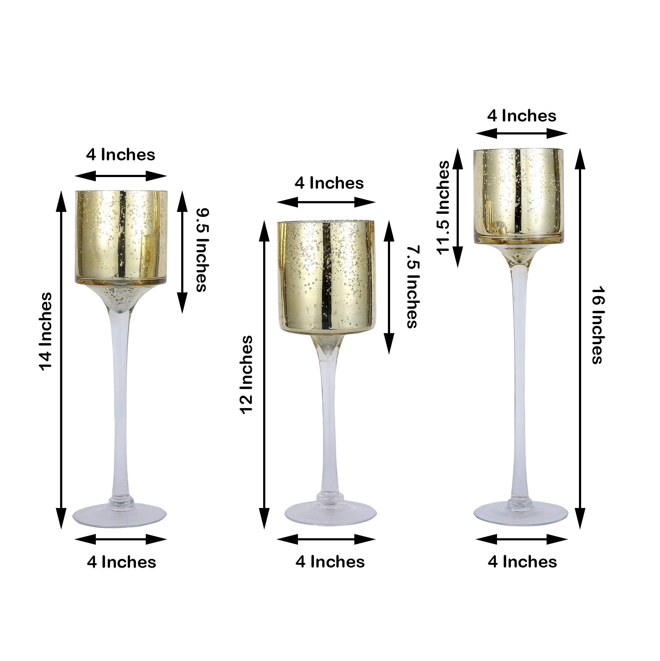 3-Pack Gold Raised Cylinder Glass Vases - Elegant Centerpieces & Candle Holders for Wedding, Dining Table, Home Decor - Bulk Wholesale Supplies