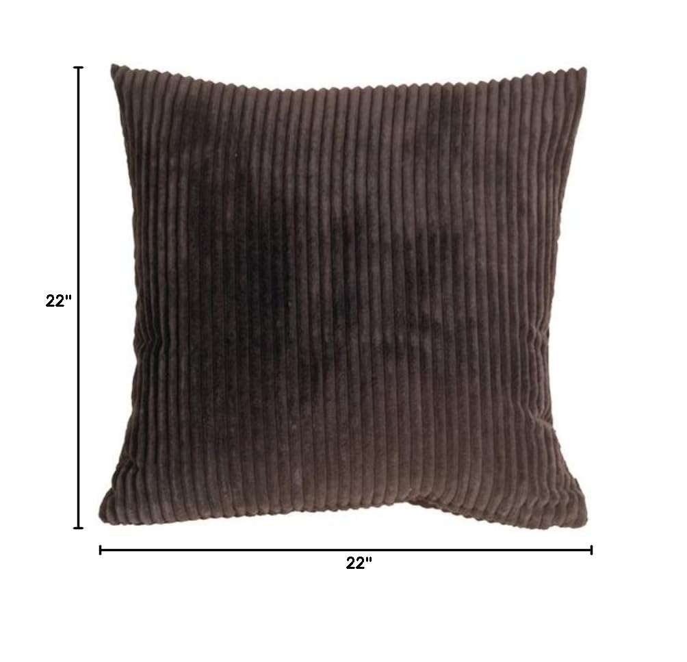 Wide Wale Corduroy Throw Pillow 22x22 Inches Earth Brown - Soft Decorative Couch Pillow for Living Room, Bedroom & Sofa Decor