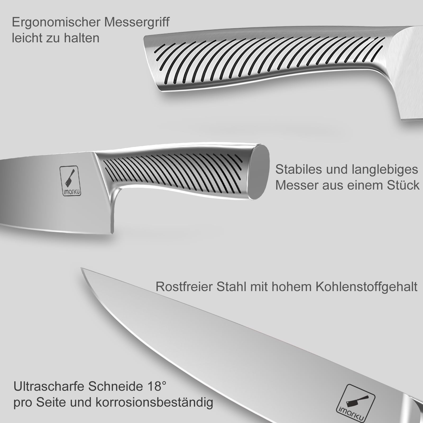IMARKU 14-Piece Professional Stainless Steel Kitchen Knife Set with Wooden Stand & Sharpener - Perfect for Home Chefs, Cooking Enthusiasts & Mother's Day Gifts