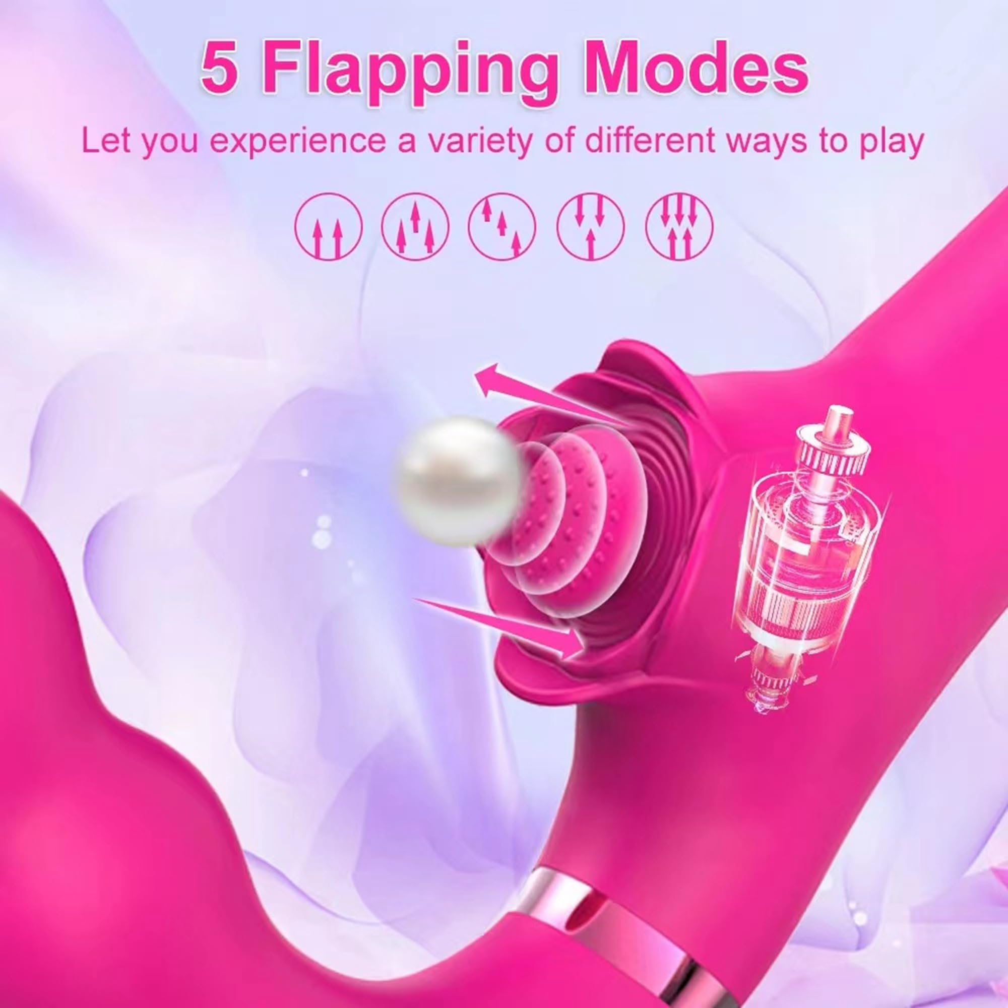 Premium G-Spot Vibrator & Clitoral Stimulator - 10 Vibration Modes & 5 Flapping Speeds for Intense Dual Pleasure | Waterproof Silicone Adult Toy for Women, Couples & Lesbian Play | Enhance Solo Play, Foreplay & Couples Intimacy