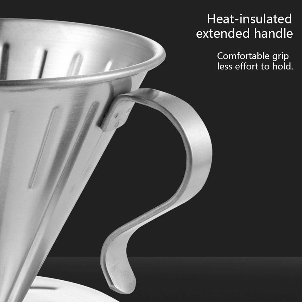 Stainless Steel Pour Over Coffee Filter - Reusable Dripper for Home & Office Brewing