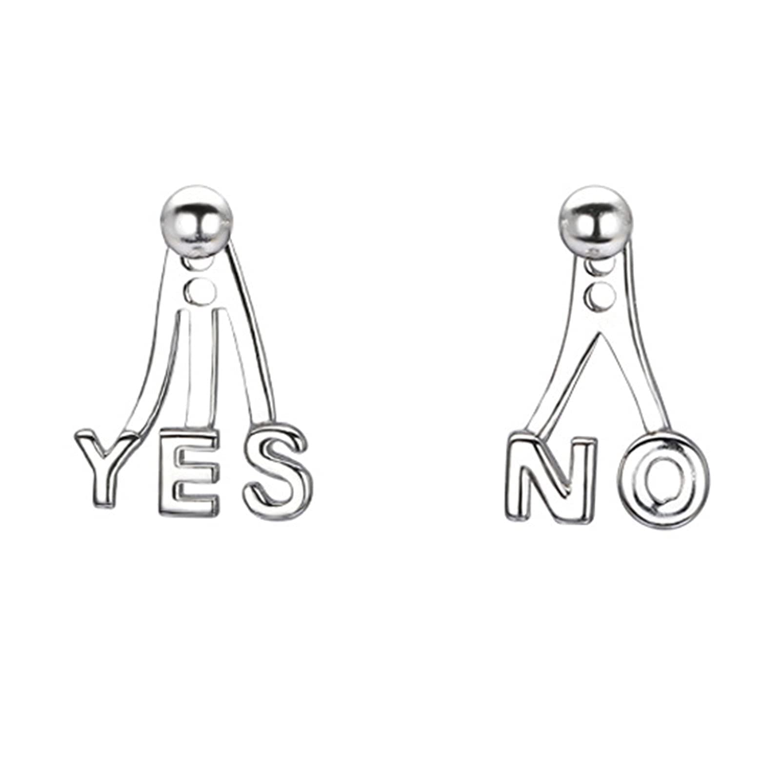 Women's Asymmetrical Stud Earrings with English Letters - 1 Pair Lightweight Fashion Jewelry for Dating & Everyday Wear | Perfect Gift for Her