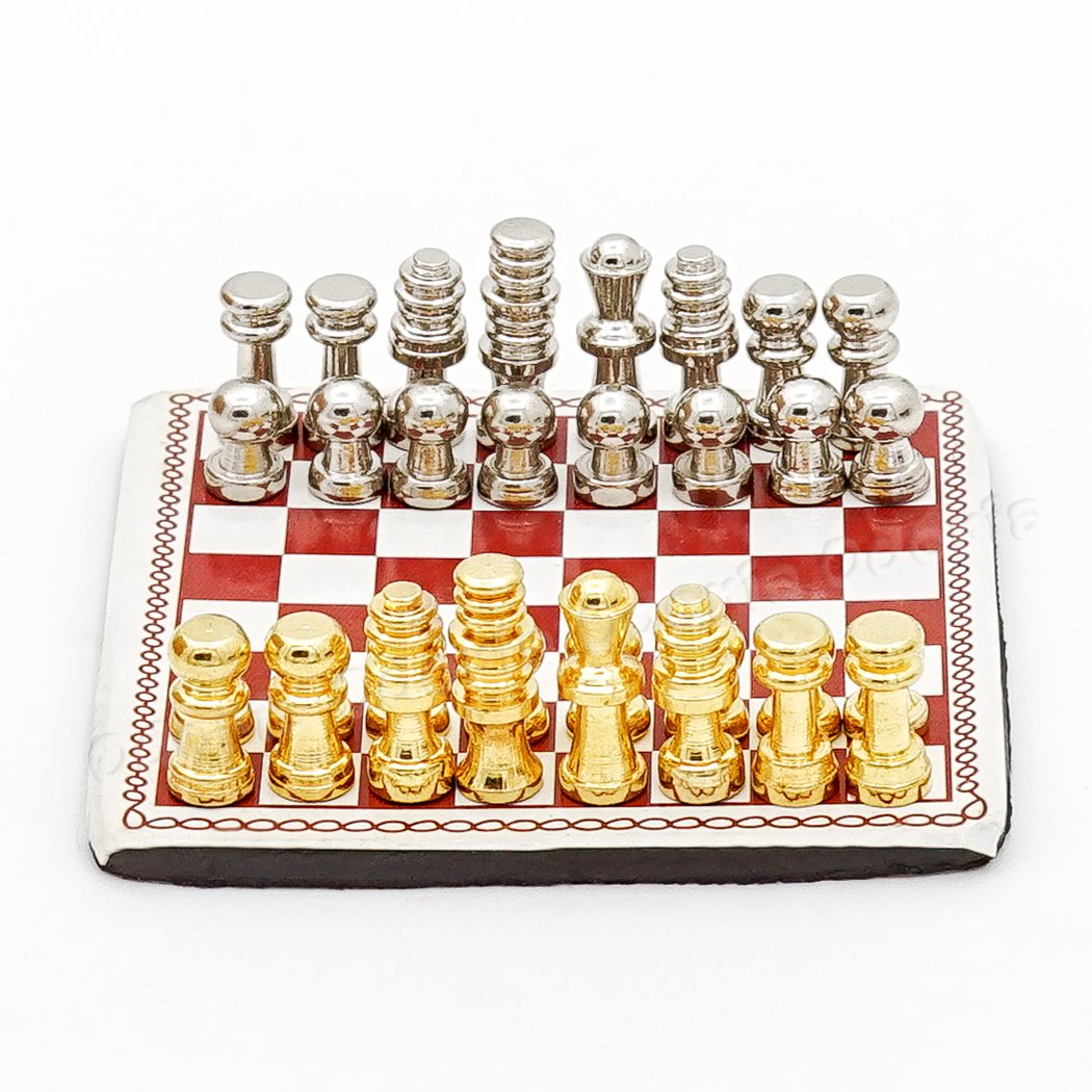 Odoria 1/12 Miniature Chess Board Set - Perfect for Dollhouse Decor, Miniature Gaming, and Collectible Display Accessories