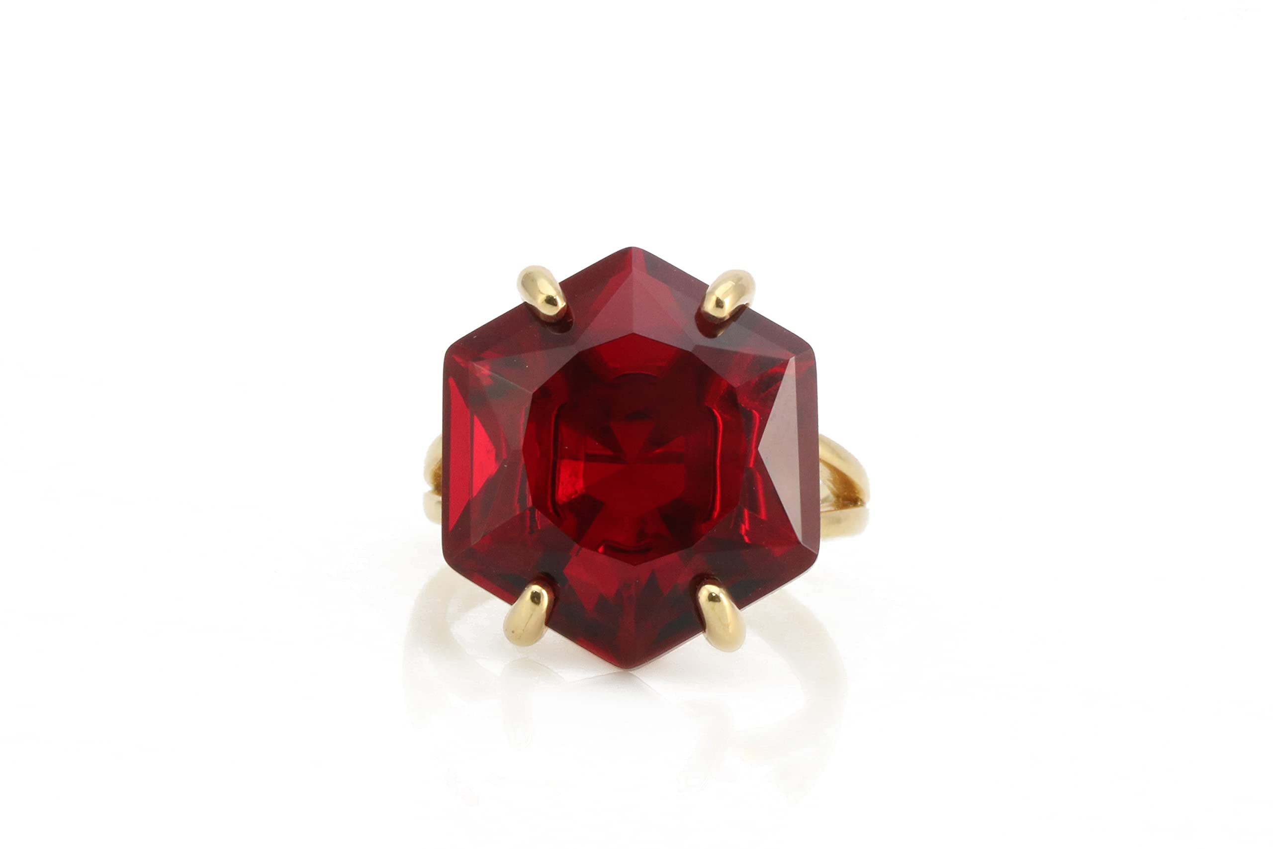 Hexagon Garnet Ring - Handmade Statement Red Cocktail Ring for Women | Artisan Birthstone Jewelry for Birthday & Anniversary Gifts | Perfect for Evening Parties, Weddings & Special Occasions