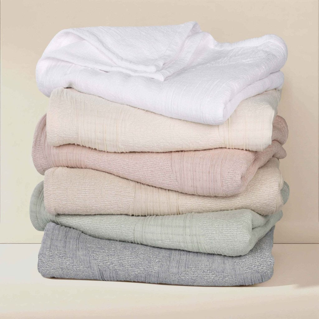 Tanta Cotton Medium Weight Crinkle Woven Coverlet - Soft & Breathable Bedspread for All Seasons | Perfect for Bedroom Decor, Guest Rooms & Cozy Home Styling