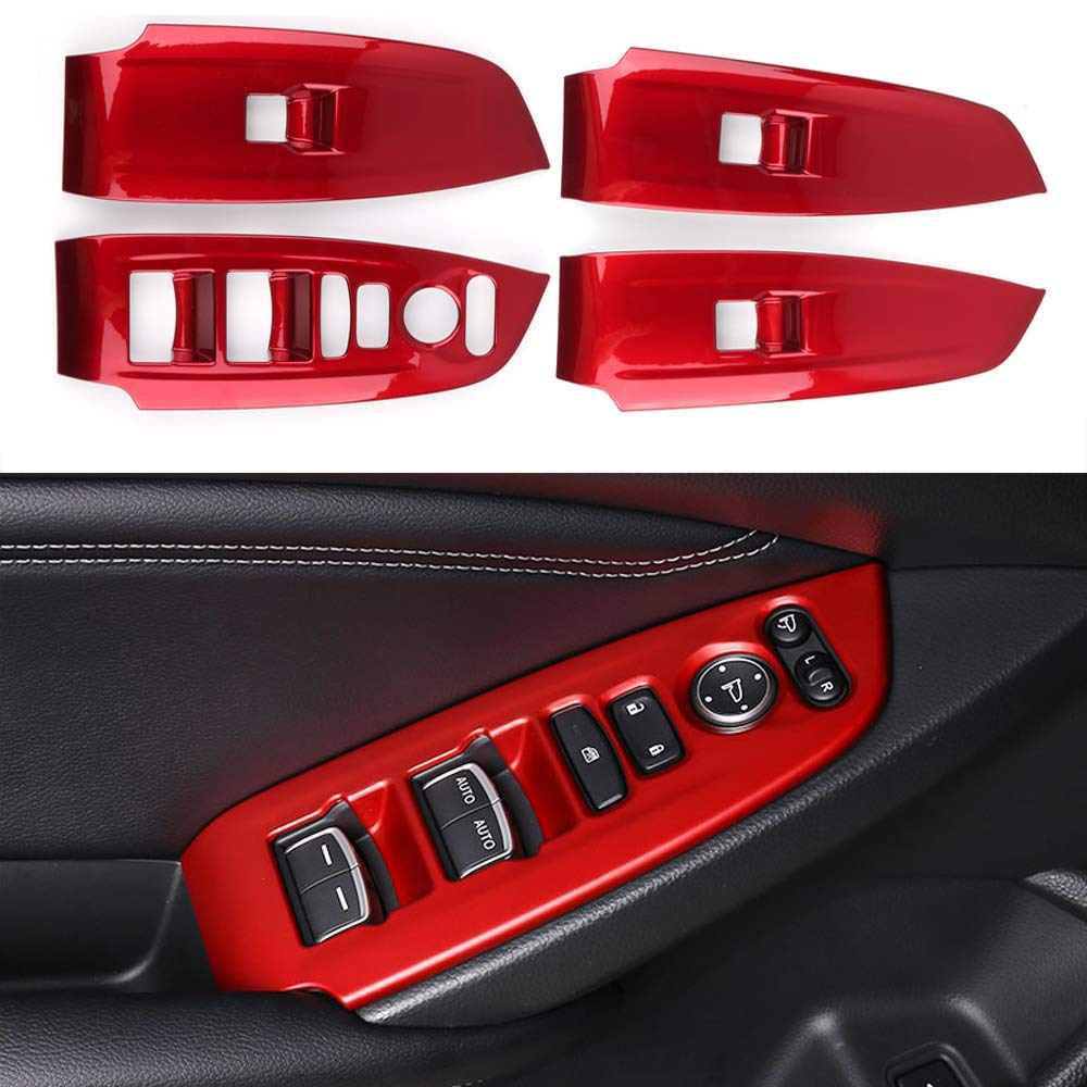 XITER 4-Piece ABS Plastic Car Interior Door Panel Cover Trim Set - Compatible with Honda Accord 2018-2022 Models (Red) | Window Control & Lock Switch Accessories | Easy DIY Installation for Enhanced Vehicle Interior Protection