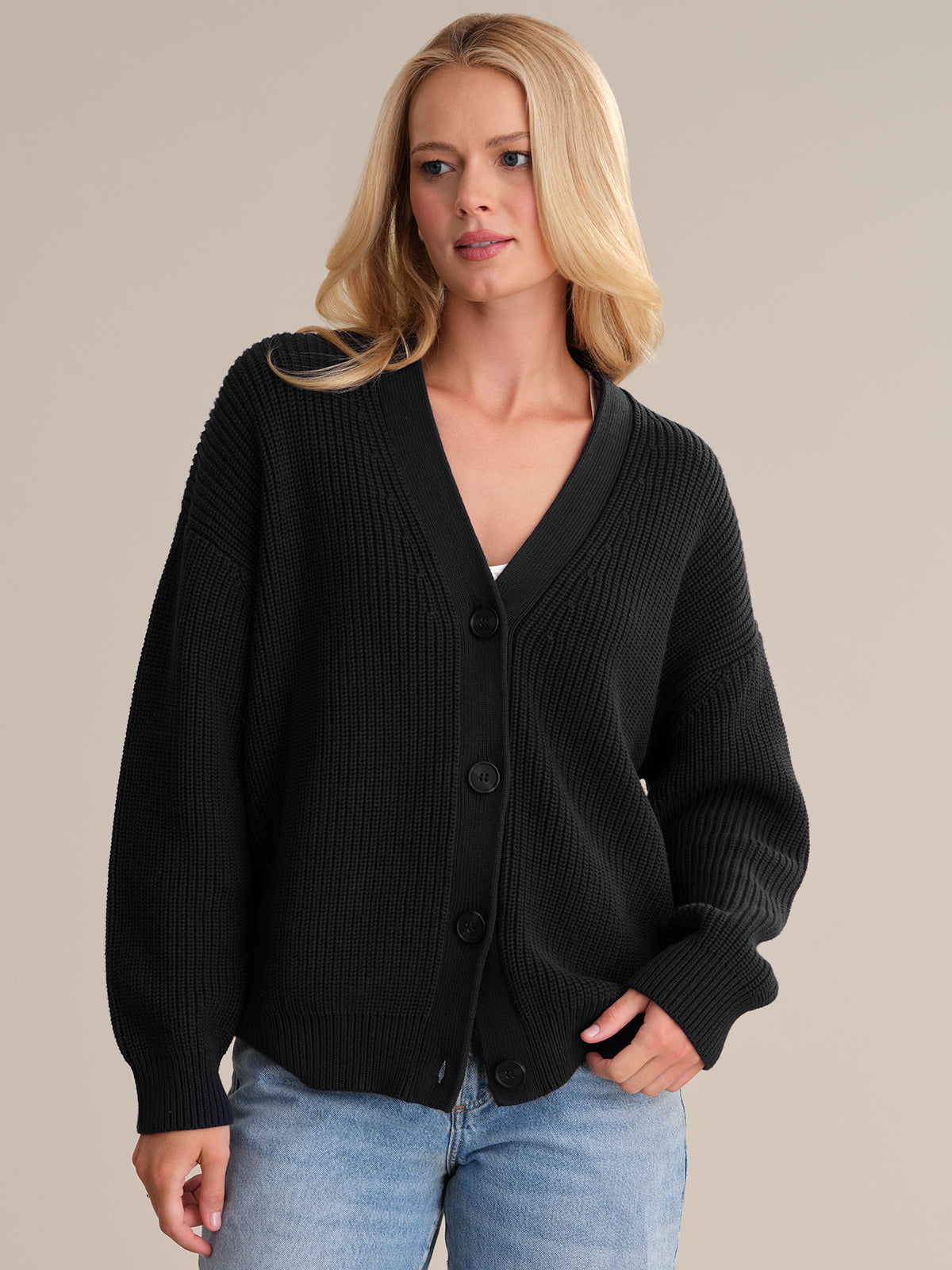 Emilia Women's Cotton Cocoon Cardigan - Soft Oversized Open Front Sweater for Lounge, Office & Fall Layering