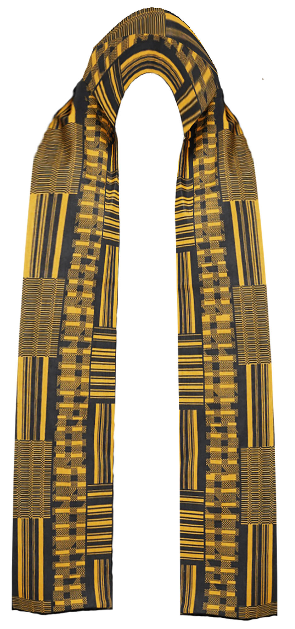 Dupsie's Nansa Black and Gold African Print Kente Sash DP4091S - Traditional African Waist Wrap for Weddings, Cultural Events & Fashion Accessories
