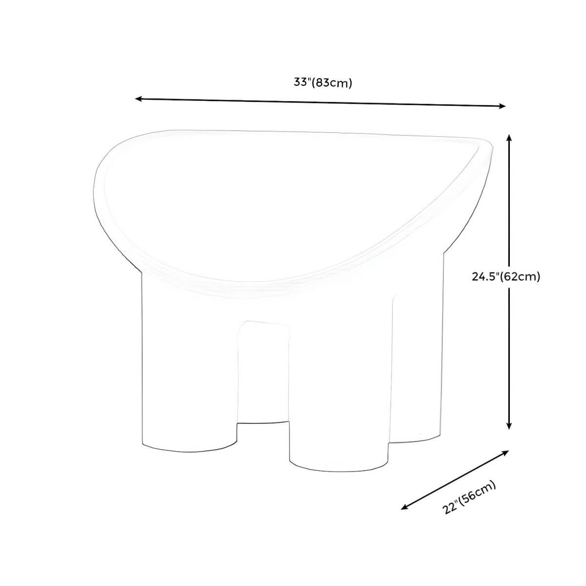 Modern Armless PP Accent Chair - Bowl Shape Design with Elephant Legs, Sturdy Papasan Chair for Living Room, Bedroom, or Patio Relaxation
