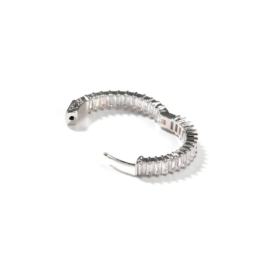 1 Pair 14K Gold Paved Diamond Hoop Earrings for Women - Elegant Everyday & Special Occasion Jewelry Gift