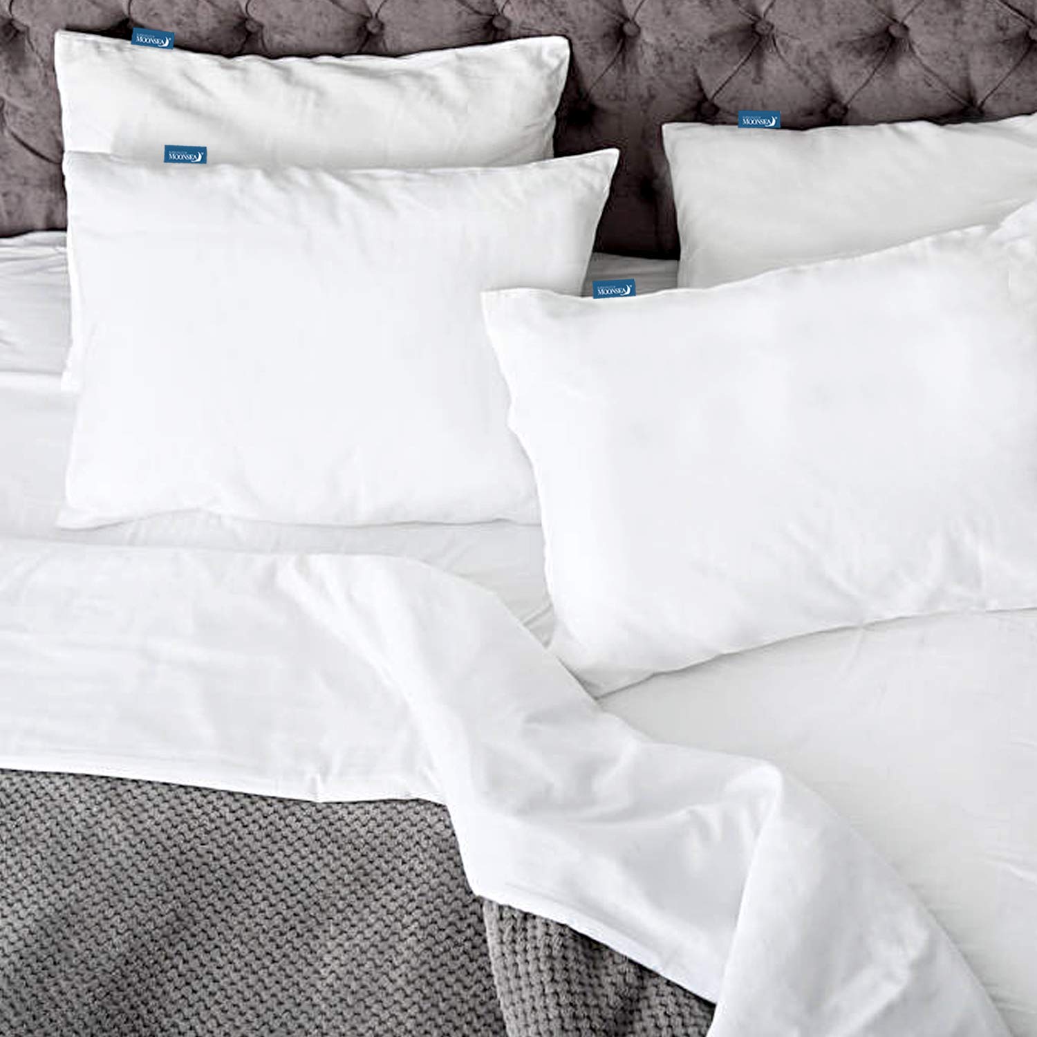 Waterproof Queen Pillow Protectors 4 Pack - 20x30 Inch Bed Bug Proof Zippered Pillow Covers - Hypoallergenic White Pillow Encasement for Allergy Relief & Mattress Protection - Perfect for Hotels, Dorms, and Home Use