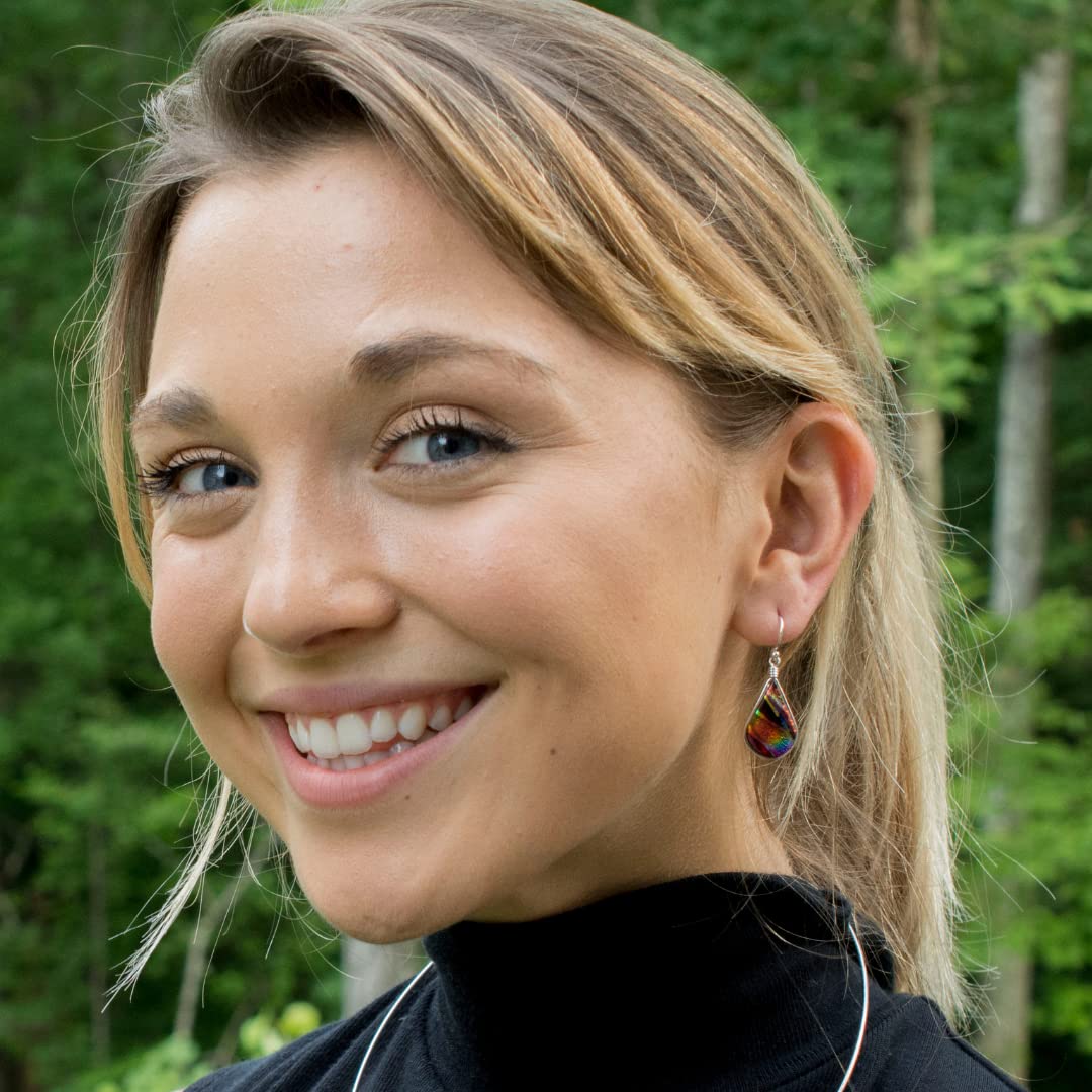 Rainbow Falls Earrings - Hypoallergenic Nickel Free Dichroic Glass Dangle Earrings | Handmade in USA | Perfect for Parties, Weddings & Everyday Wear