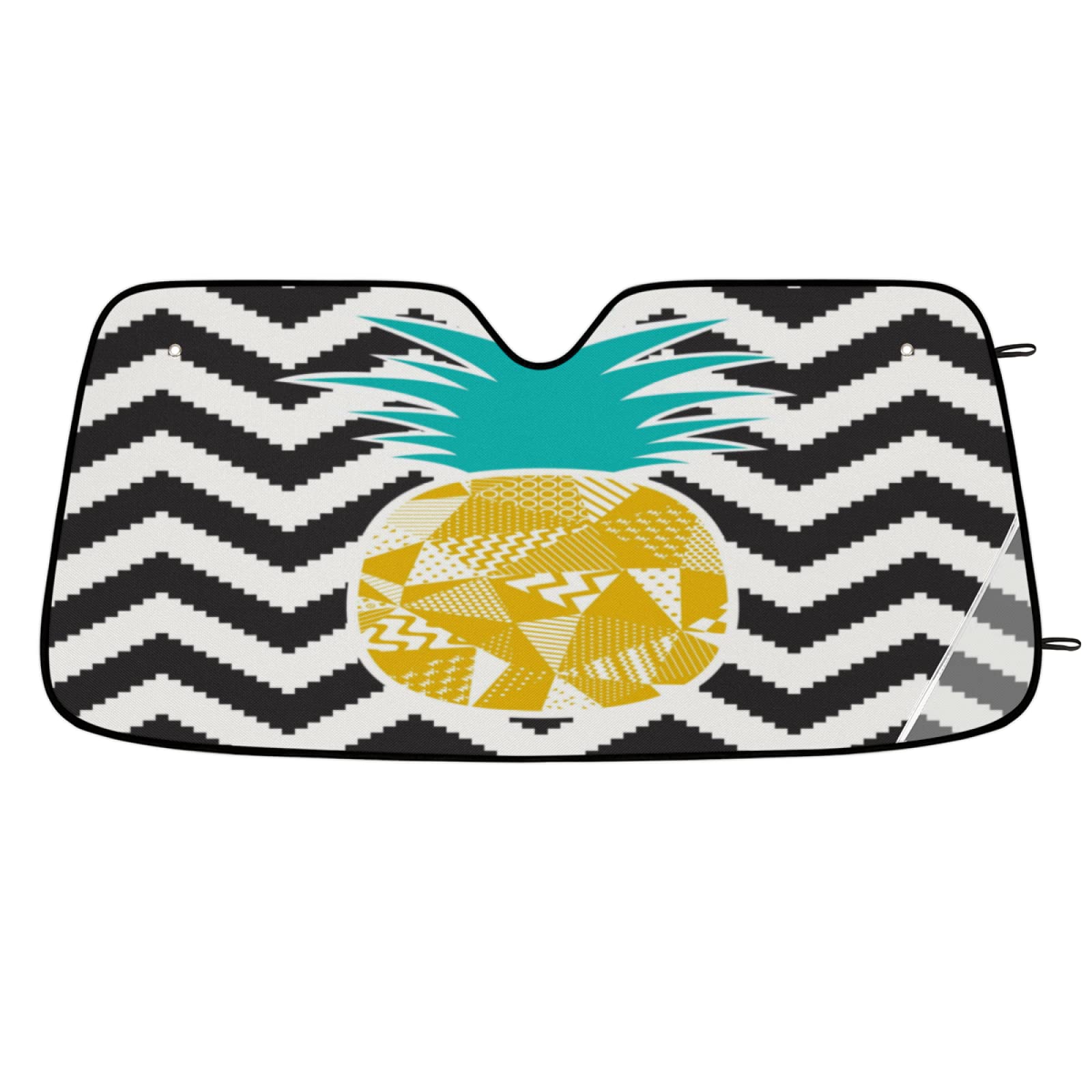 Universal Car Windshield Sun Shade - Foldable Pineapple Geometric Design Sun Visor for Cars, Trucks & SUVs | UV Protection & Heat Reduction | Perfect for Parking, Travel & Summer Commutes