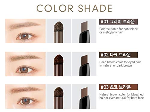 BOM 3-in-1 Eyebrow Pencil with Blender & Spoolie - Waterproof, Long-Lasting, Natural Look - Choco Brown - Perfect for Everyday Makeup, Travel & On-the-Go Touch Ups