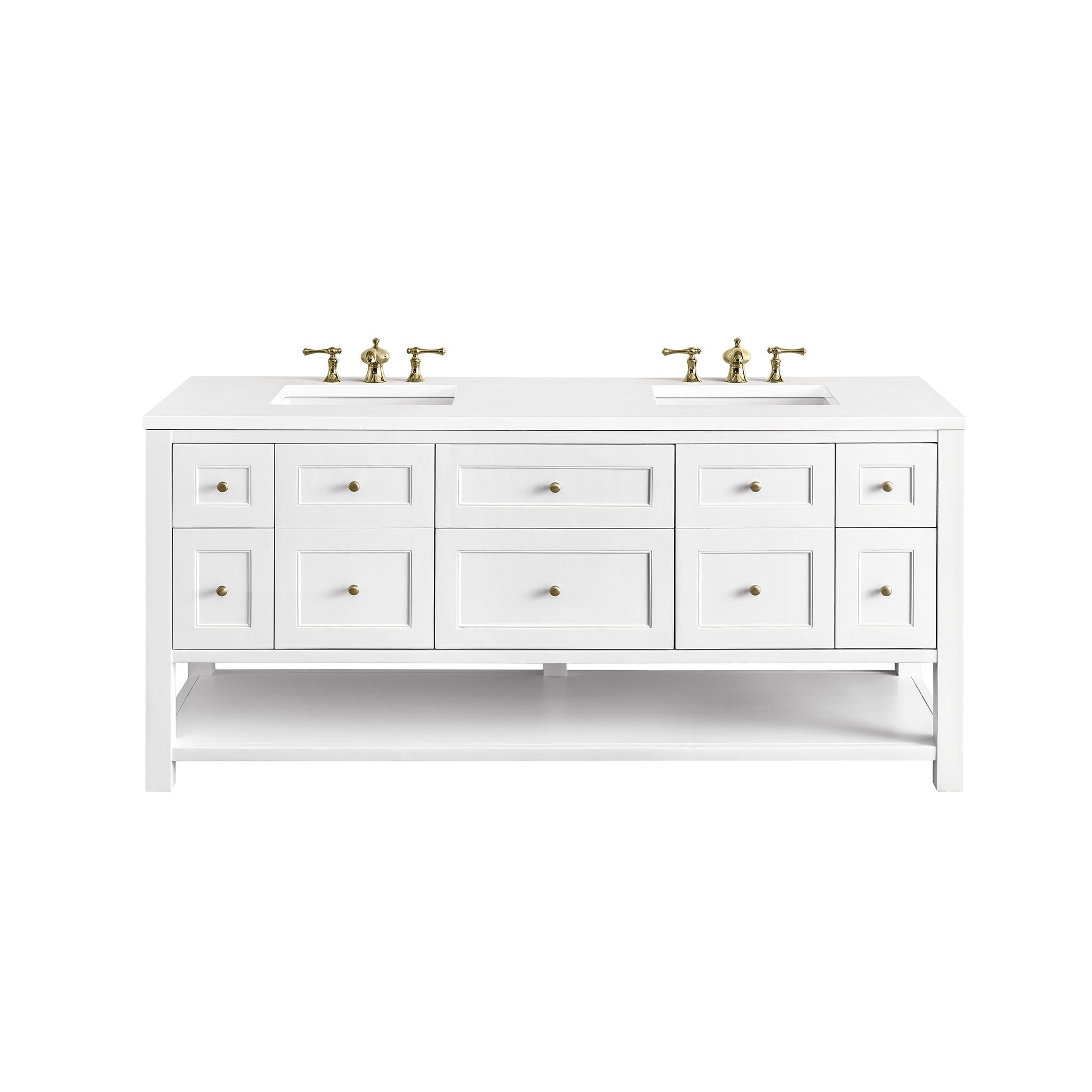 Breckenridge 72 Inch Double Vanity with 3CM White Zeus Top - Bright White Bathroom Vanity for Modern Homes, Perfect for Master Bathrooms and Guest Suites