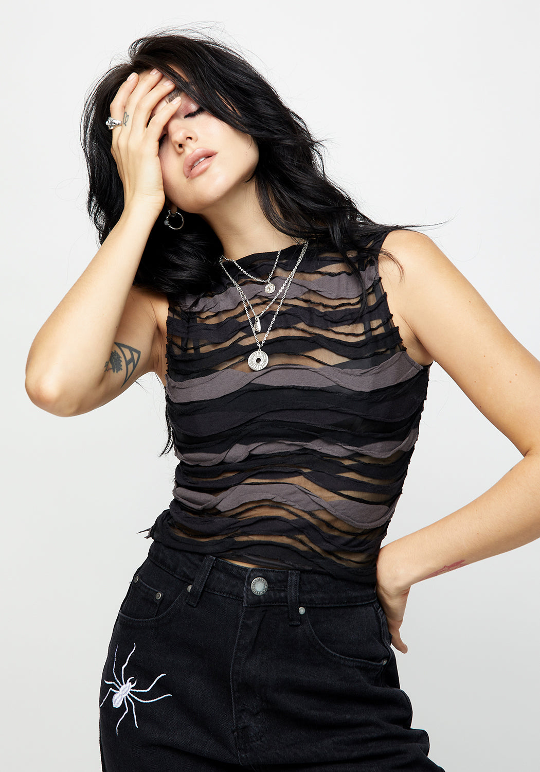 Distortion Print Sleeveless Crop Top for Women - Trendy Summer Fashion, Casual Wear, Music Festivals & Street Style Outfits