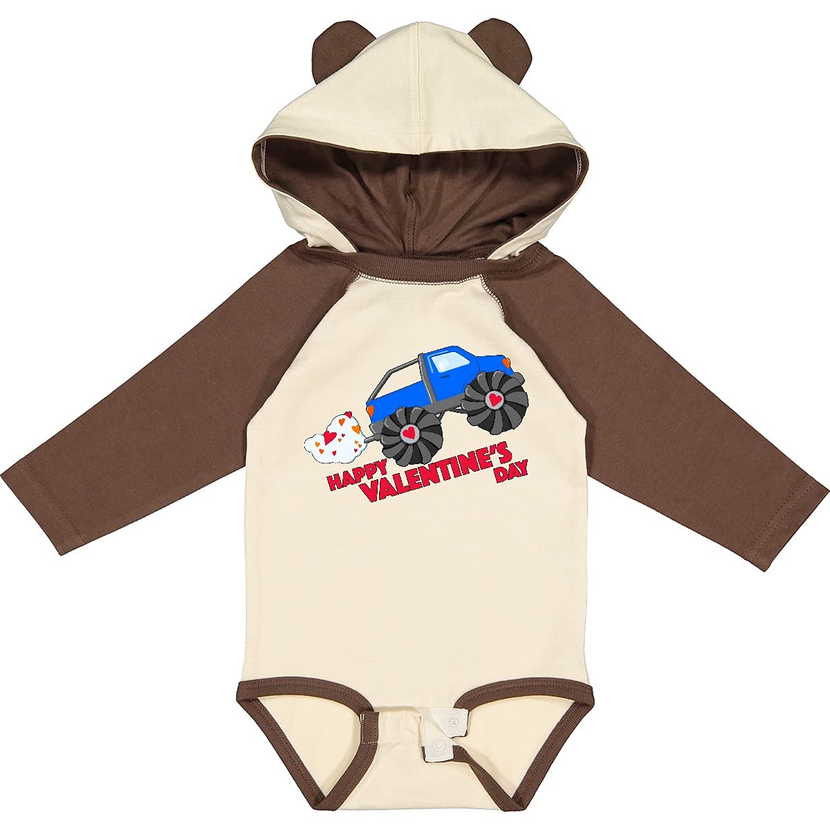 Inktastic Happy Valentine's Day Monster Truck Long Sleeve Baby Bodysuit - Cute Valentine's Outfit for Boys, Girls & Toddlers - Perfect for Valentine's Day Photos, Parties & Gifts