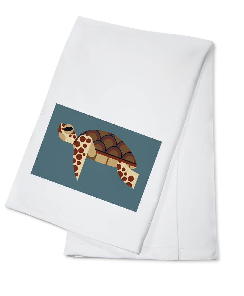 Sea Turtle Geometric Contour Tea Towel - 100% Cotton Decorative Hand Towel for Kitchen & Home | Perfect for Dish Drying, Gift Giving & Coastal Decor