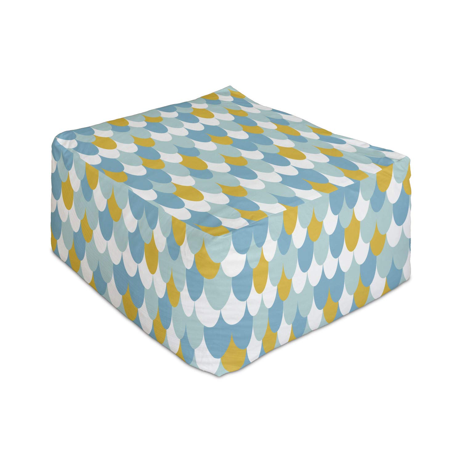 Ambesonne Scale Rectangle Pouf Ottoman - Colorful Mermaid Tail Fish Skin Pattern Foot Stool with Removable Cover, 25