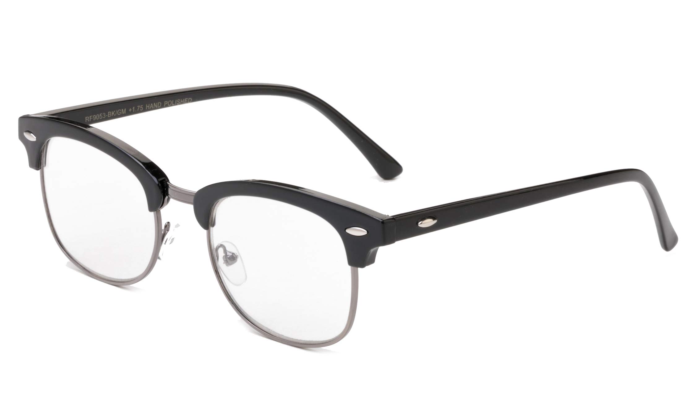 Vintage Half Frame Clear Lens Glasses - Non-Prescription Unisex Eyewear for Men & Women with Protective Pouch | Perfect for Reading, Fashion Accessory, and Everyday Use