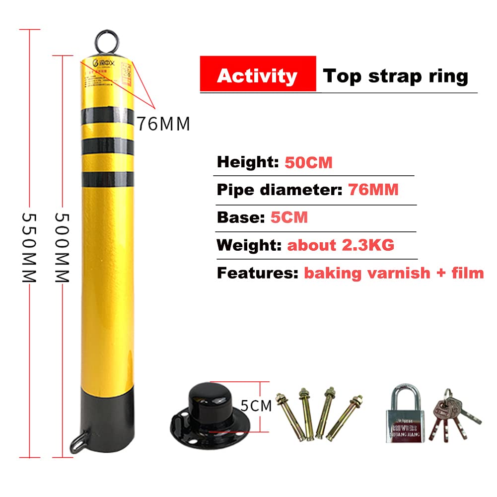 2X Heavy Duty Driveway Safety Barriers with Lock & 3m Chain - Reflective Parking Bollards & Security Posts for Driveways, Parking Lots & Private Roads - Ideal for Home Security, Traffic Control & Property Protection