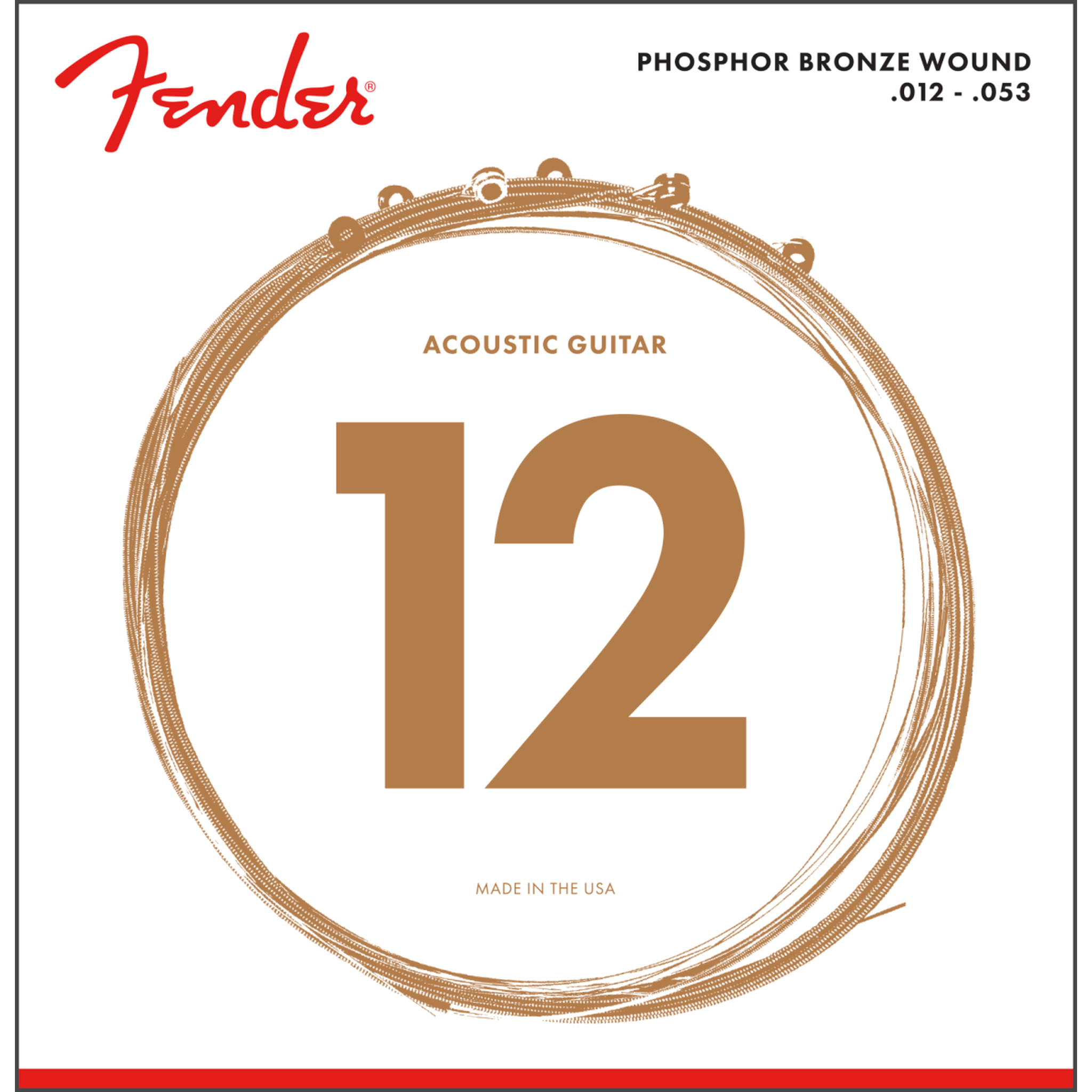Fender 60L Phosphor Bronze Acoustic Guitar Strings 12-53 Gauge - Premium Sound for Folk, Country & Fingerstyle Playing