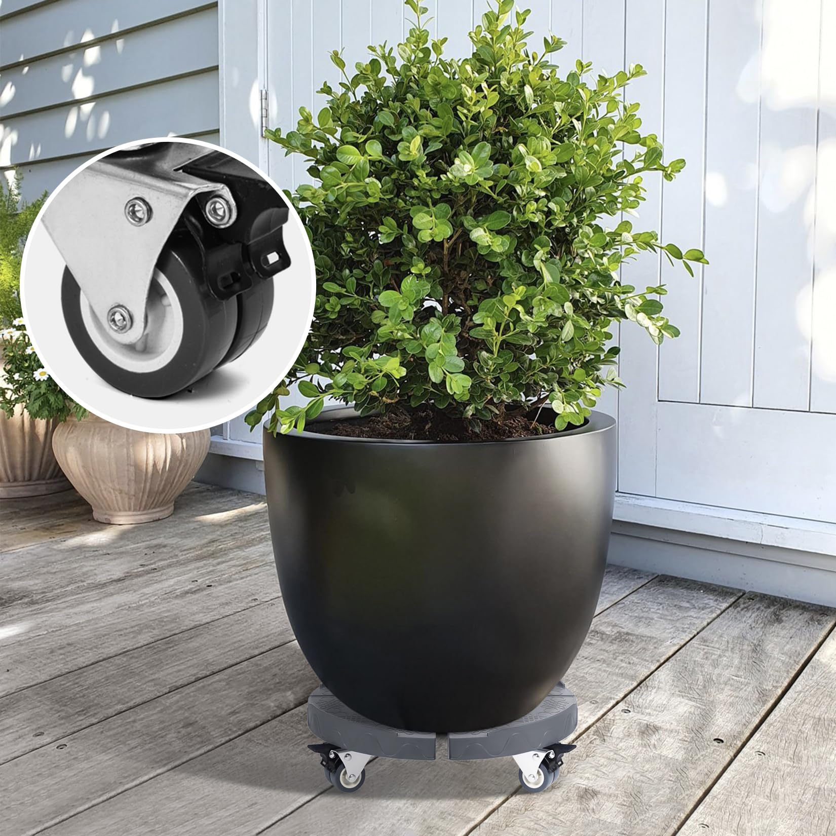 Weibida 2-Pack Heavy Duty Trash Can Roller Base with Wheels, Adjustable 15-19 Inch Round Dolly for Garage, Bucket & Drum - Multi-Functional Rolling Cart for Plants, Waste & Storage (Ideal for Home, Workshop & Garden Use)