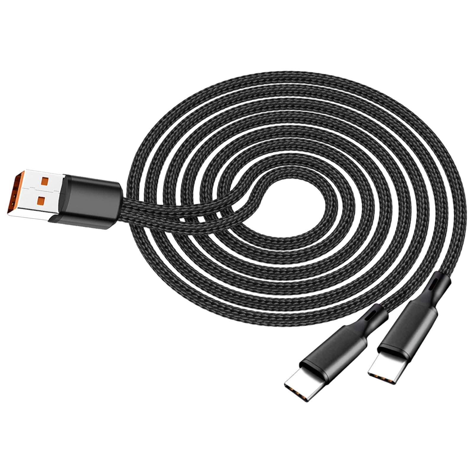 Upgrade 4ft 2-in-1 USB-A to Dual USB-C Charging Cable | Fast Charging Splitter 1 to 2 Cord | Compatible with iPhone 15/16 Pro/Air, Samsung Galaxy S24, Moto, Google Pixel, LG | Perfect for Travel, Home & Office Charging Multiple Devices