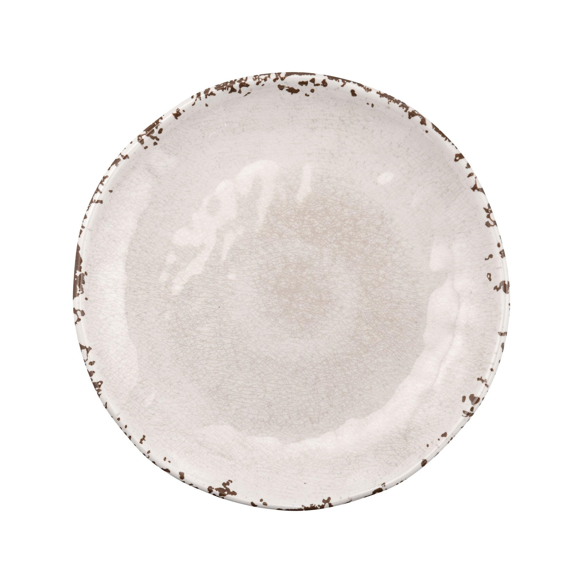 UPware Crackle Melamine Round Dessert Plates 6 Inch, Set of 4 - Small Serving Plates for Appetizers, Snacks, Side Dishes & Party Dining - Durable Cream-Colored Dishware for Restaurants, Picnics & Outdoor Entertaining
