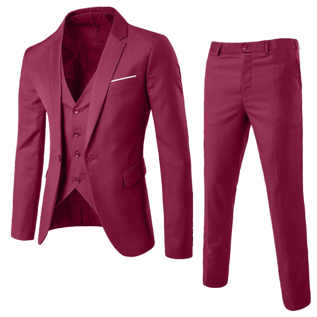 Sumen Men's Slim Fit 3-Piece Suit Set - Blazer, Vest & Pants for Wedding, Party & Business Occasions | Formal Attire for Special Events