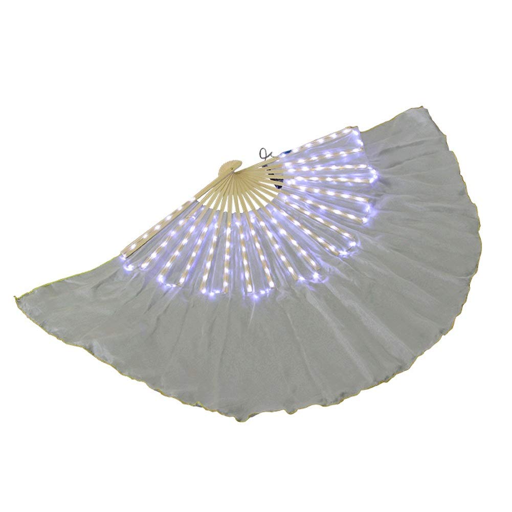 LED Belly Dance Silk Fan with Colorful Lights - Handheld Light-Up Dance Prop for Performances & Parties | Perfect for Belly Dancing, Stage Shows, and Festive Events