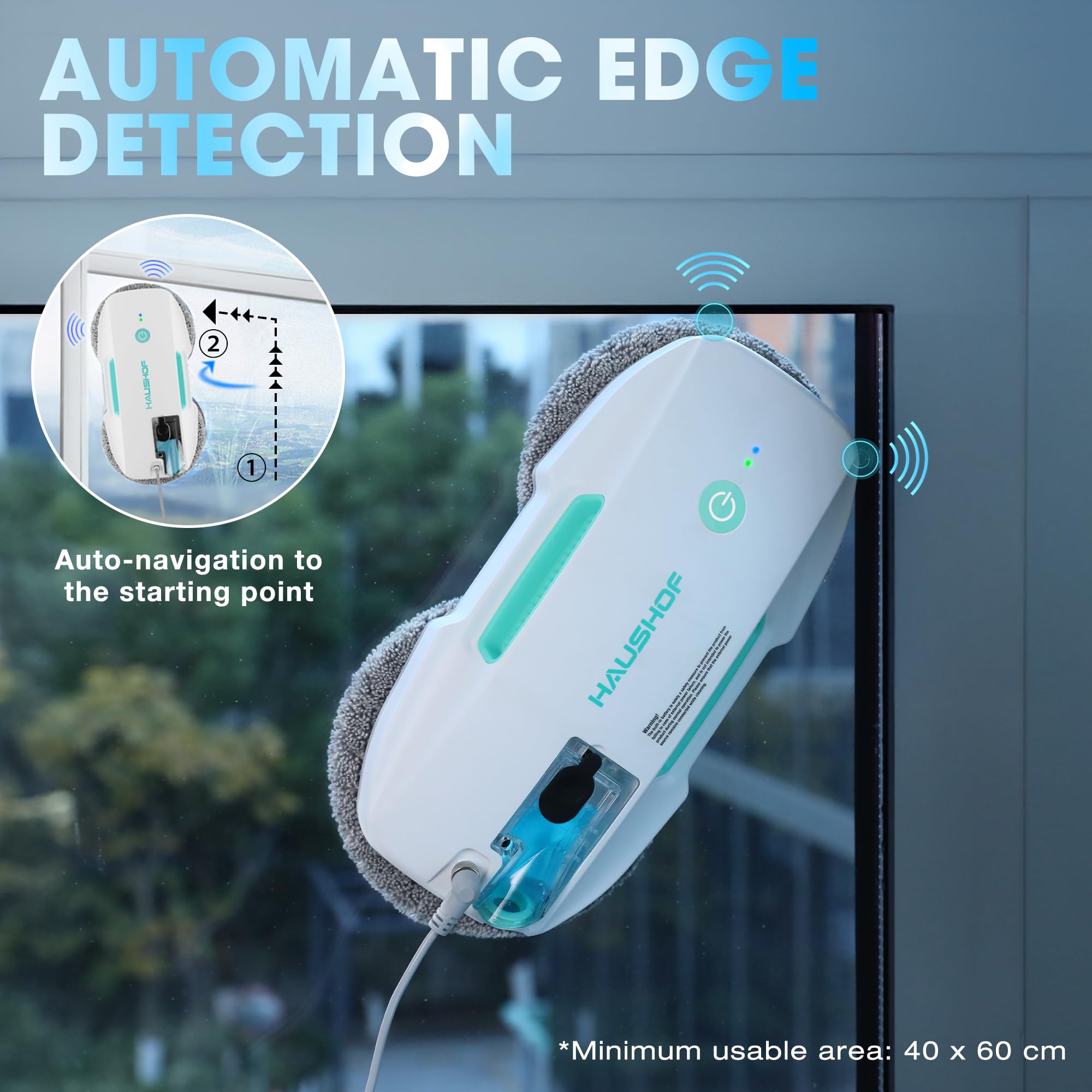 HAUSHOF Robot Window Cleaner with 3800Pa Strong Suction, Auto Water Spray System, Smart AI Path Planning & Edge Detection, Remote Control for High-Rise Windows & Glass Doors - Perfect for Home, Office, and Skyscraper Window Cleaning