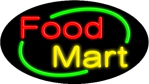 Vintage Food Mart Glass Neon Sign #14518 – Handcrafted in USA | Perfect for Diner, Cafe & Retro Home Decor