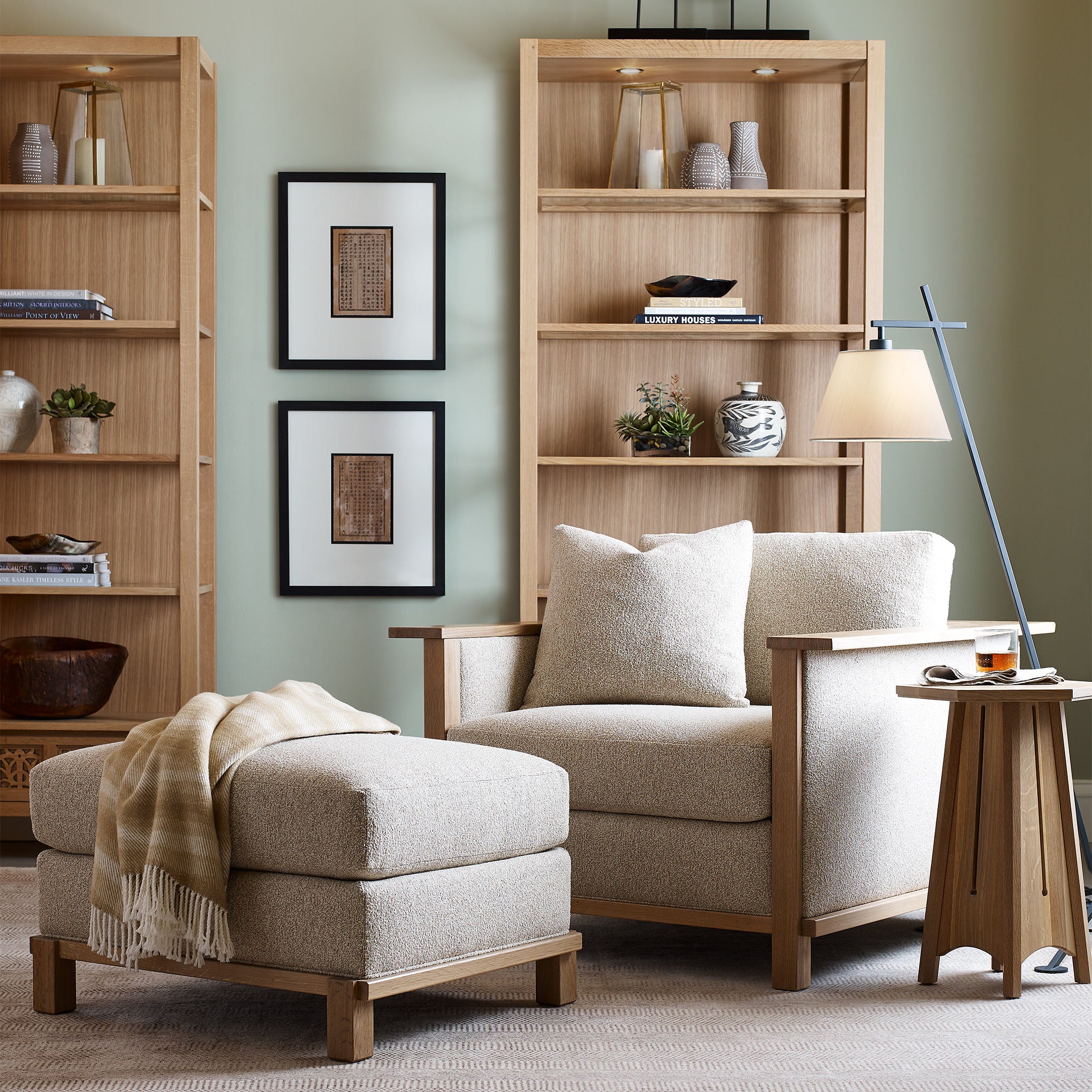 Surrey Hills Wood Frame Lounge Chair - Modern Solid Wood Accent Chair for Living Room, Bedroom & Office - Comfortable Reading Chair with Ergonomic Design