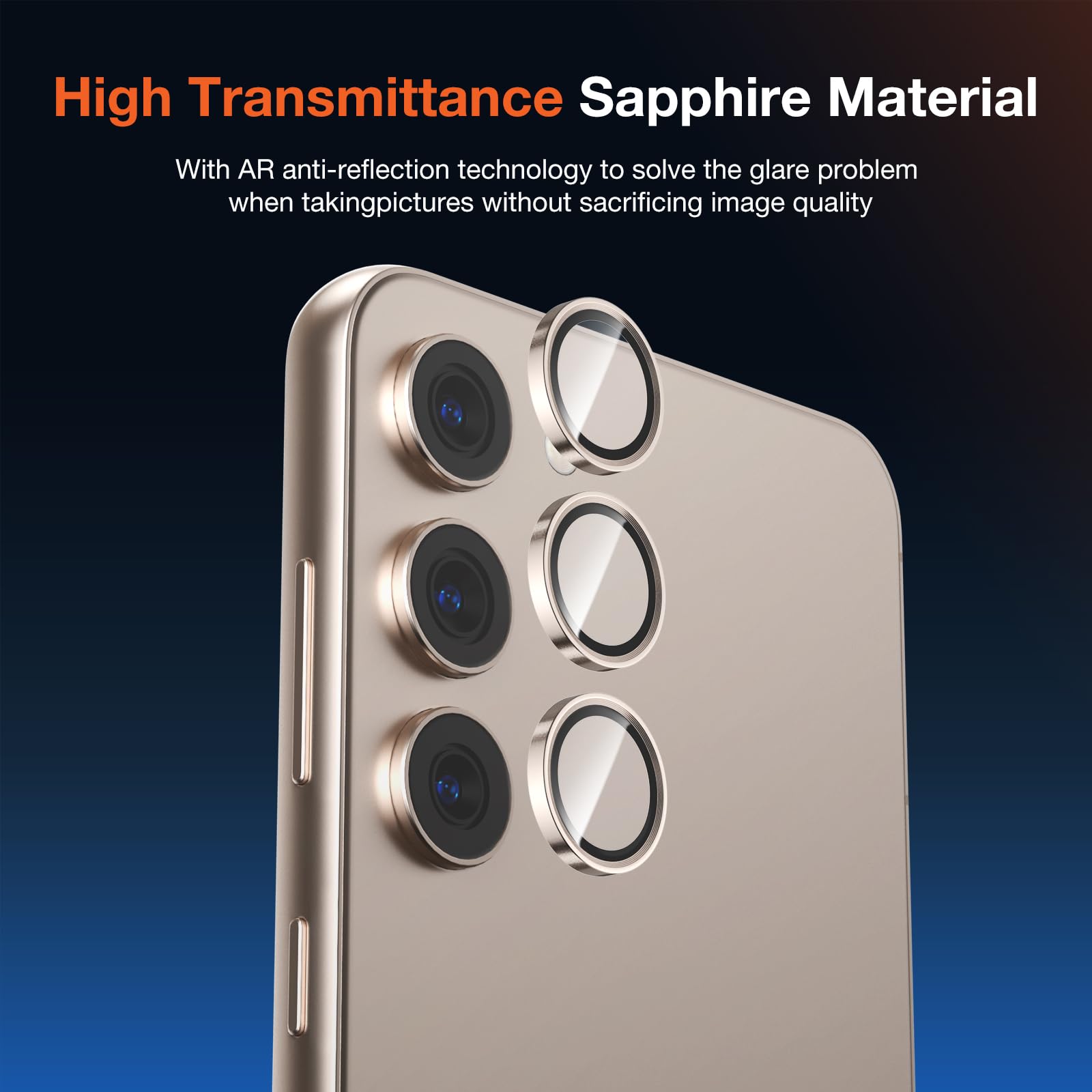 2-Pack 9H Hardness Auto-Alignment HD Camera Lens Protector for Samsung Galaxy S24 - Metal Ring Back Screen Camera Cover Film, Scratch-Resistant, Case Friendly (Black) - Perfect for Outdoor Activities & Travel Protection